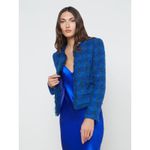 L'Agence Angelina Tweed Blazer Pop Cobalt Green Multi Size 2 New with Tags Photo 2