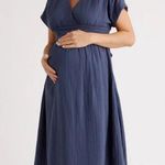 Quince Organic Cotton Gauze Maternity Midi Dress Photo 0