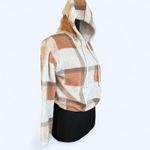 Soft warm cream and brown plaid cropped hoodie Size Small Photo 2