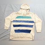 DKNY  Jeans Womens Hoodie Cream Blue Striped 100% Cotton Pullover - Size Xl Photo 2