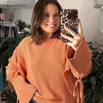 Rebecca Taylor  Pointelle Quilt Pullover Sweater Terra Orange Size XL Photo 0