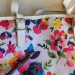 Small Tote Bag and Makeup Bag Set White with Pink Blue and Yellow Flowers Red Photo 2