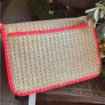 Kate Spade Authentic  Stiched/straw/leather TWIST LOCK Shoulder/ Crossbody Bag Photo 4