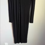 ENZA COSTA Silk Rib Knit Cardigan Midi Dress Medium Black Photo 3