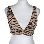 Aerie  Tan and Black Tiger Print Bikini Top NWT Size Small Triangle Bikini Top Photo 0