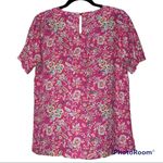 Rose + Olive medium women blouse boutique pink floral print blouse keyhole back Photo 8