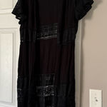 POL  Black Lace Long Maxi Cardigan Coverup Halloween Whimsy Goth Photo 0