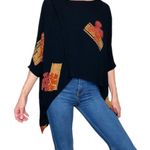 Chantik Bali Black Tribal Printed Asymmetrical Oversized Blouse Photo 0