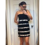 Juicy Couture Vintage  Dress Womens XS Black White Stripes Strapless Y2K Boho Photo 6