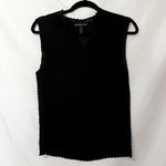 Josephine Chaus  Black Gauze Ruffled Edge Sleeveless V Neck Stretch Blouse M Photo 0