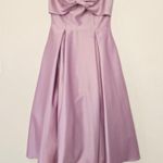 AQUA New  Formal Satin Strapless Midi Dress Pink Bow Women's Size 6 Photo 2