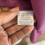 Lavender Brown  Vintage Silk Ruffled V-Neck Blouse - Mauve Photo 4