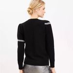 Loft NWT Wool Shimmer Bow Sweater Puff Sleeves Black Silver Women’s Size XS Photo 2