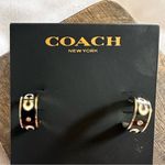 Coach NWT Signature Enamel Huggie Earrings; Black/Gold MSRP $88 Photo 11