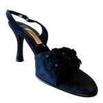 BELTRAMI Suede Sandals Navy Blue 3D Floral Design Sling Back Italy EU 38 US 7.5 Photo 0