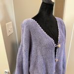 Vintage Y2K Flashback Terrycloth Loose Fit Button Up Cardigan Sweater Purple L Size L Photo 2