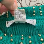 Vintage 90s teal gold art deco beaded cowl neck tunic sweater MEDIUM Green Photo 5
