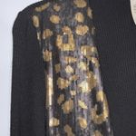 Cache Black Ribbed Sweater With Gold & Black Sequins Leopard Print Cardigan M Photo 3