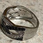 Sterling Silver Marcasite & Diamond Ring Black White | Size 7.5 Photo 3