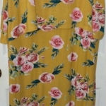 Latched Mama Maxi Dress 3X Yellow with Pink Floral Design Nursing Maternity Photo 0