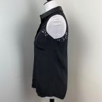 Milly  Black Silk Lace Lamb leather Sleeveless Button Down Blouse Size 2 Photo 3