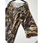 Neiman Marcus  Exclusively Cashmere Animal Print Scoop Neck Bell Sleeve Top Large Photo 3