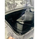  Grey Black Stage Coach Horse Printed Fabric Y2K Leather Tote Handbag Photo 11