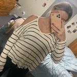 Wild Honey  Striped Long Sleeve Top with shoulder cut outs Photo 0