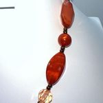 Boho Seed Bead, Crystal & Faux Cherry Quartz Necklace Orange Photo 2