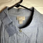 J. Jill Tuxedo Pleat Chambray Button Down tunic shirt blouse size Medium Blue Photo 6