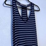 Athleta  Striped Ruched Ponte Racerback Navy & White Tank Dress Women's Size MP Photo 4