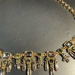 Vintage Iman Green Smokey Gray Glass Bead gold tone fashion necklace 21” Photo 2