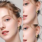 6 Pairs Gold Hoop Earrings for Women, 14K Gold Plated Lightweight Chunky Hoop Earrings Set Hypoallergenic, Thick Open Huggie Hoops Earrings Jewelry for Gifts. Photo 2