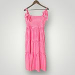 Pomander Place Nellie Dress XL Pink Gingham Smocked Tiered Midi Cotton Blend Photo 5