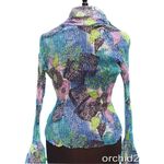Cache Multi Color Silk Metallic Sheer Illusion Top New Self Tie Scarf NWT $148 Photo 2