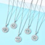 Silver Initial Crystal Pendant Necklace A Photo 1