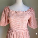 LC Lauren Conrad Peach cream Checkered Off-Shoulder Maxi Dress cottage core boho medium Photo 1