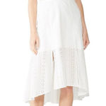 Finders Keepers Sundays Dress Women's XS White High Low Midi Eyelet Short Sleeve Photo 0
