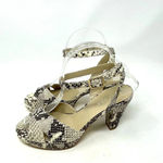 Hobbs London Snake Leather Vivienne Heeled Sandals Size 37 / US 6 Brown Photo 5