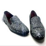 Marc Jacobs  BLACK & SILVER GLITTER "ZOE"  LEATHER & FABRIC LOAFER SHOES (38.5) Photo 9