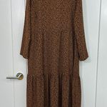 ASOS  Size 14 Orange, Black Animal Print Tiered Long Sleeve Maxi Dress Photo 3