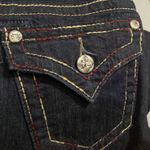 Miss Me SKINNY DARK WASH JEANS SADDLE STITCH POCKET RED,WHITE AND BLUE SZ 27 Photo 12