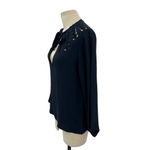 Diane Von Furstenberg  Arria Embellished Cutout‎ Top In Black Size 6 Photo 3