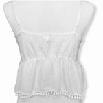 Nella Fantasia White Tank Top M Fringe Pompom Trim Size M Photo 2