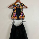 Jovani  45302A two piece floral colorful embroidered black tulle prom dress NEW 2 Photo 7