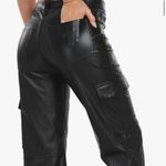 Women’s Faux Leather Black Cargo Pants With Pockets Size Small EUC Photo 1
