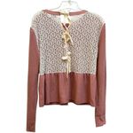 Red Valentino Mauve Rose Lace Tie Back Long Sleeve Top Size Small Pink Photo 2