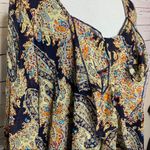 Umgee  Boho Paisley Print Big Bow Tunic Dress Size Large Photo 2