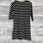 Nine 1 Eight NEW Knit Fitted Mini Dress S Black White Stripe Cotton Pockets Photo 3