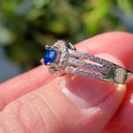 Boutique NEW Platinum Plated Sapphire Pave Diamond Simulant Ring Photo 7